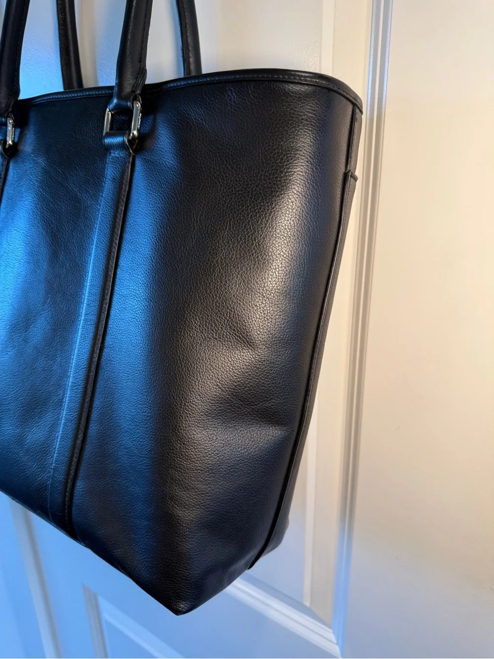 COACH - Black Metropolitan Leather Tote / Briefcase with Silver Hardware